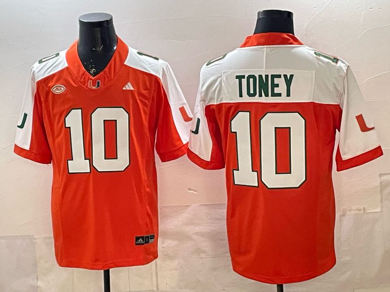 Men 2026 Miami Hurricanes #10 Toney Orange 3th generations Nike Limited NCAA Jersey 02